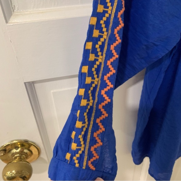 Umgee Women’s Embroidered Boho Lightweight Blue Long Sleeve Top Blouse Size S - Picture 7 of 10